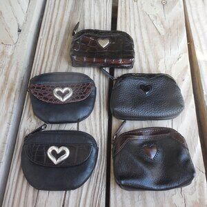 Brighton Coin Purse Lot Bundle Black Brown Hearts 5 Piece